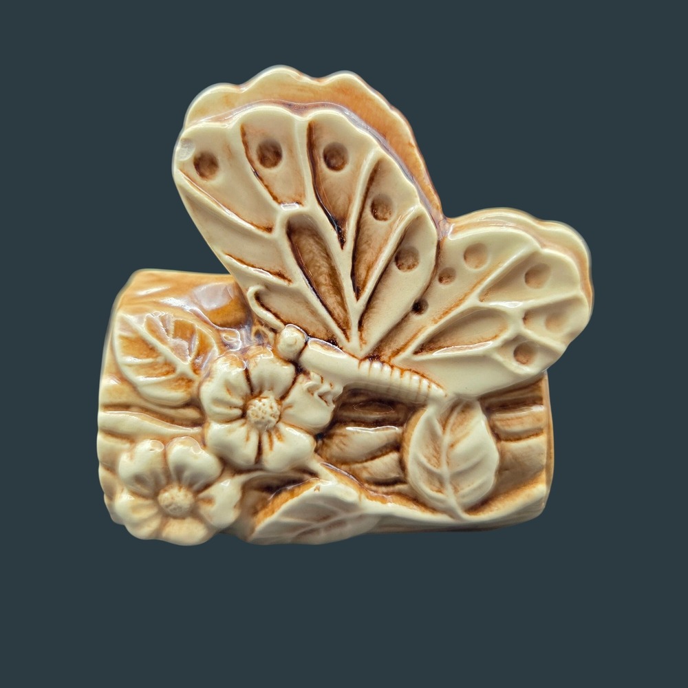 Shawnee‎ Ceramic Planter Small Butterfly Log Vintage Tan Brown Pottery USA